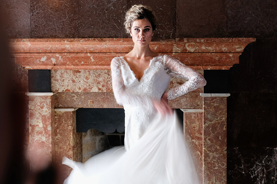 Movement in bridal portrait