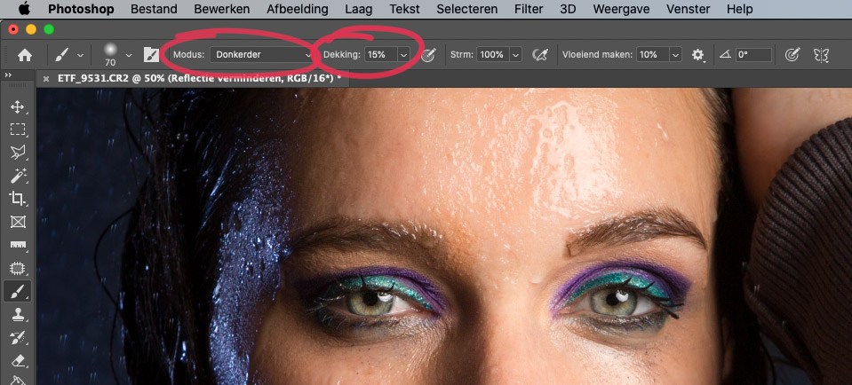 Remove reflections - Set up the brush