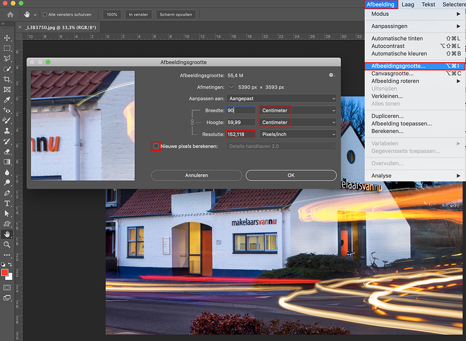 Checking the number of ppi in Photoshop