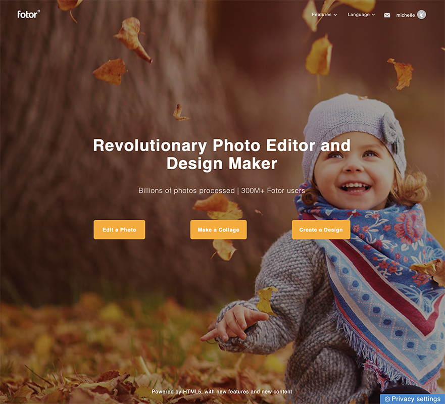 Fotor online main menu