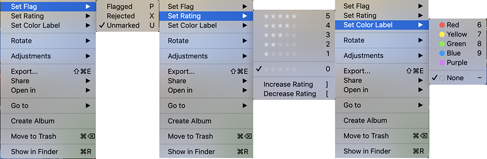 Luminar set ratings flag colour label Luminar set ratings flag colour label