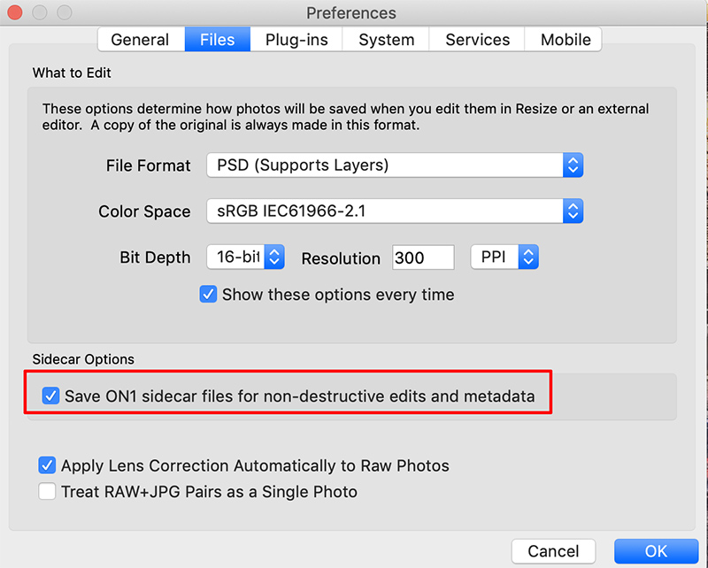 On1 raw editor securing edits