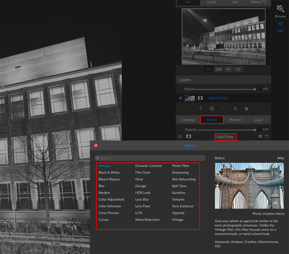 On1 raw editor effects