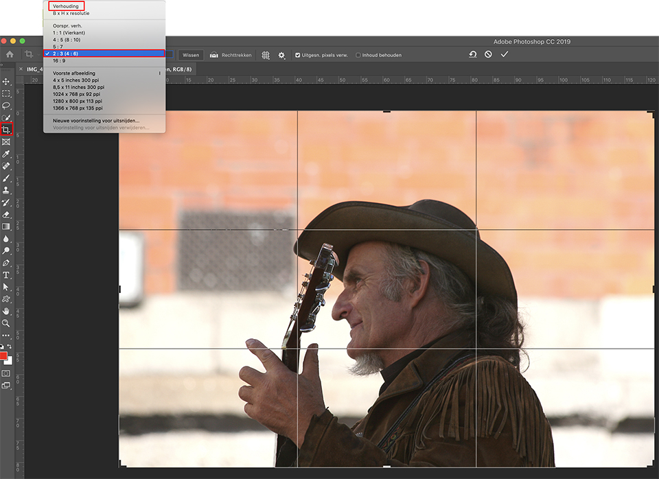 Photoshop cropping landscape to portrait 1n