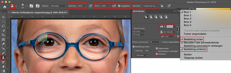 Removing reflections from glasses