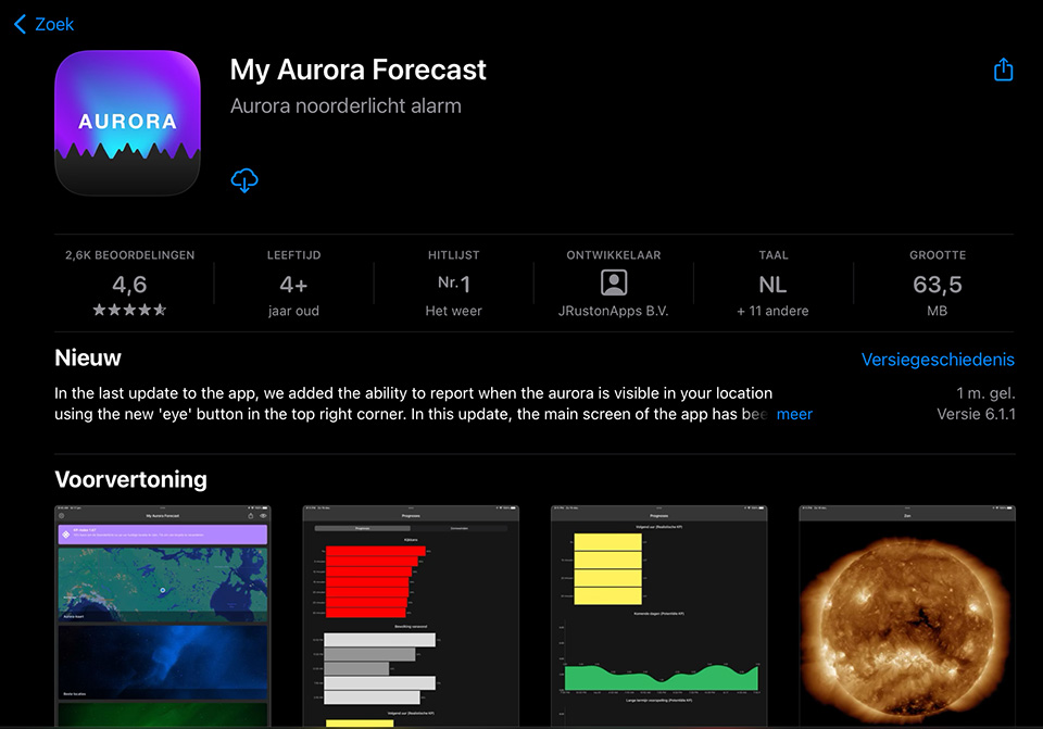 MyAuroraForecast app MyAuroraForecast app