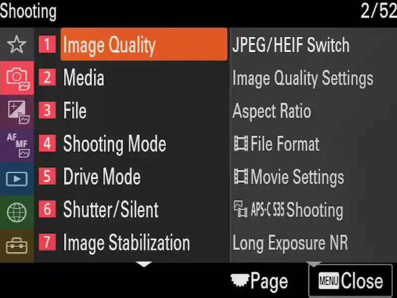 Sony A1 - New menu Sony A1 - New menu
