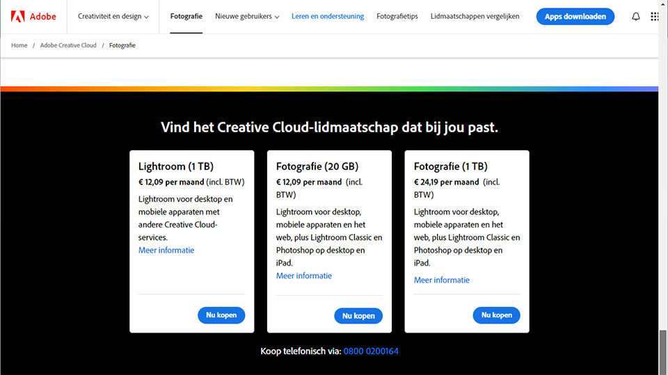 Adobe subscription screenshot