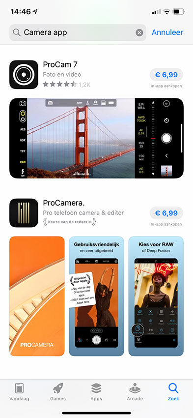 There are many different camera apps available. Most cost a small amount, but you often get many more options than with your smartphone's standard camera app There are many different camera apps available. Most cost a small amount, but you often get many more options than with your smartphone's standard camera app