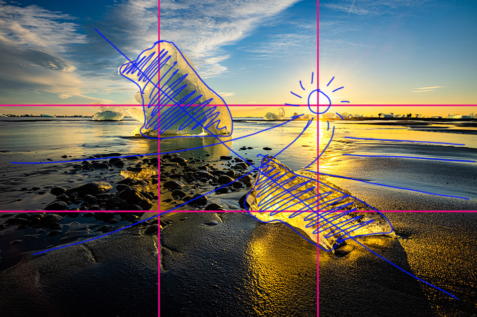 Composition guide lines thirds 13 distribution