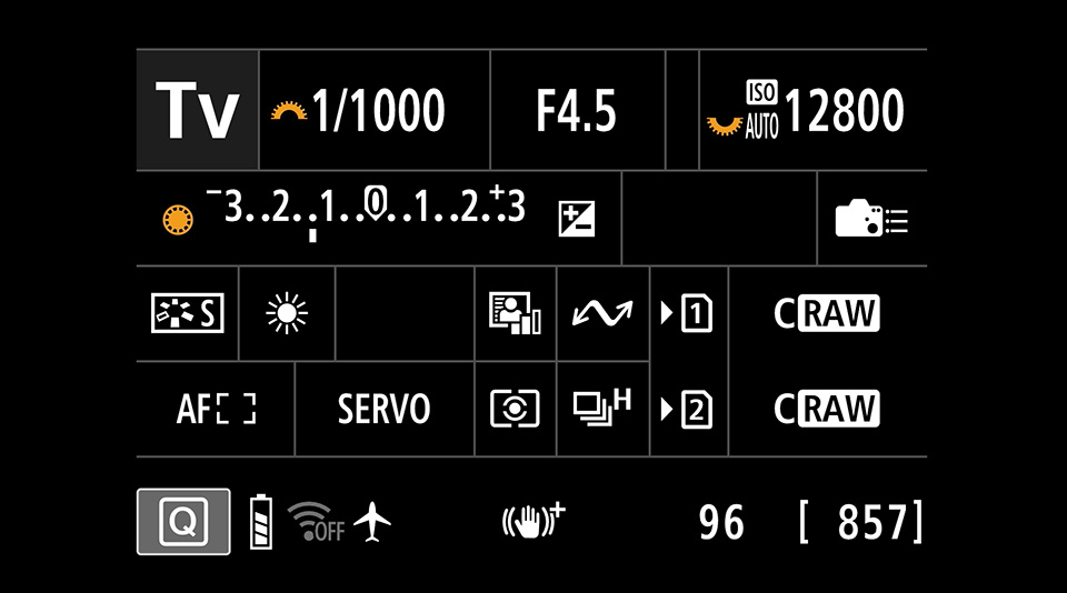 Nando action photography settings screen