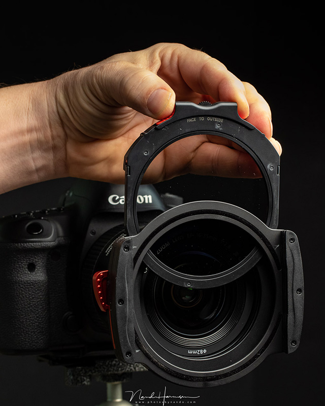 The Haida M10 drop-in filter, available as polarising and ND filters, or combinations of these The Haida M10 drop-in filter, available as polarising and ND filters, or combinations of these
