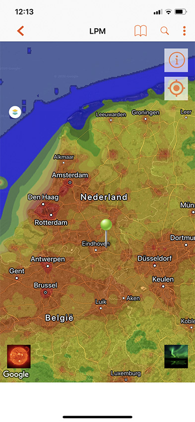 Nando light pollution map