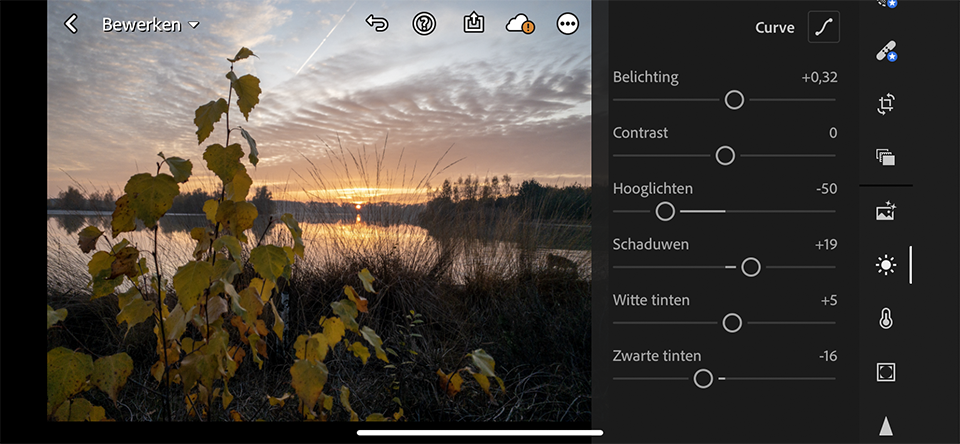 The Lightroom Mobile app offers many editing options for optimising your photo. If you have the paid version, you can also edit raw images. Other software such as Snapseed can do this too, and is free