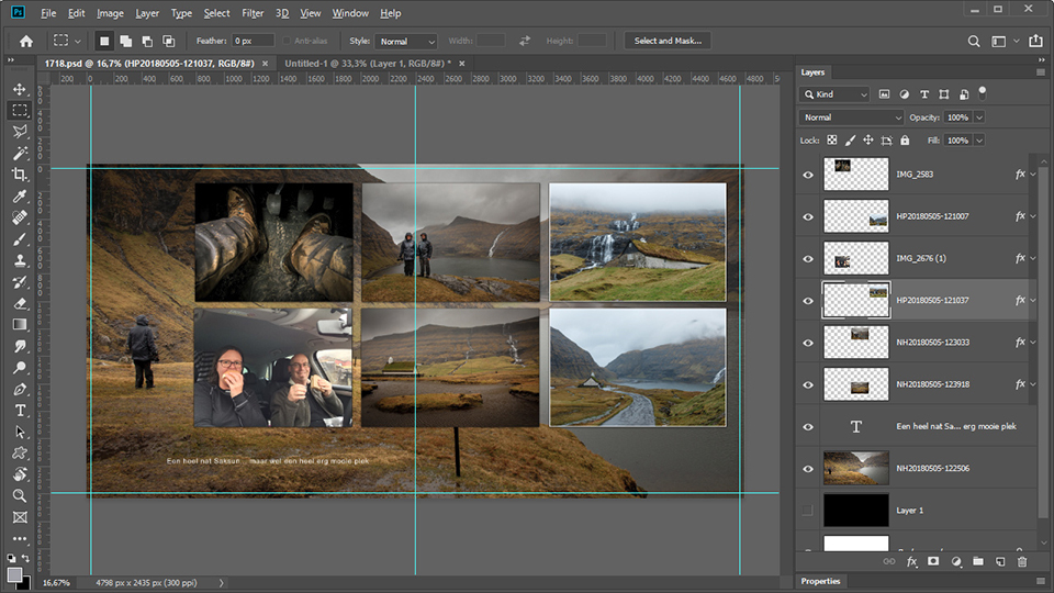 Nando making a photo album in Photoshop